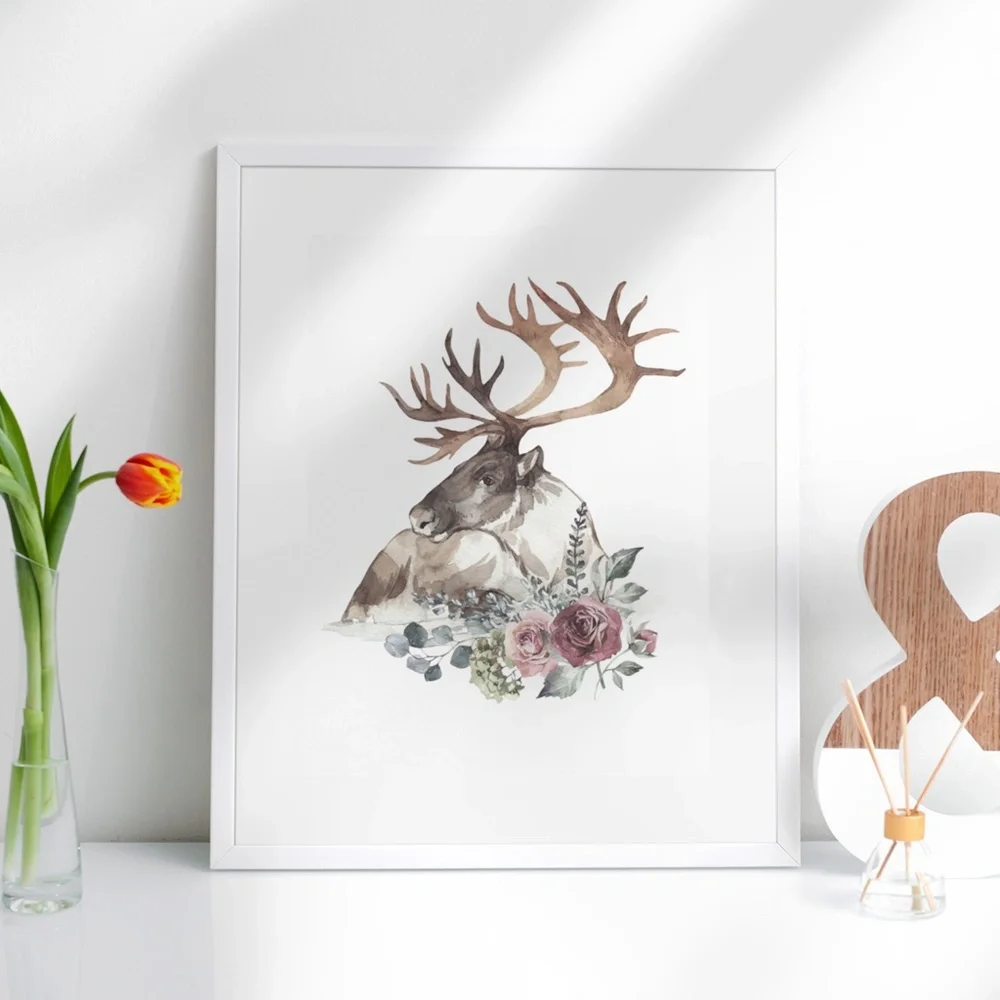 Moose Elk Deer Watercolor Wall Art Print Poster UNFRAMED - Picture 2 of 10